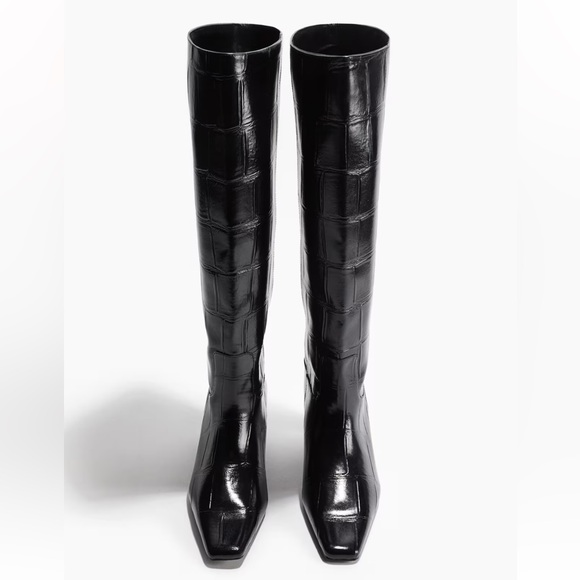 BNWT H&M Croc Black Knee-High Boots - Picture 4 of 12